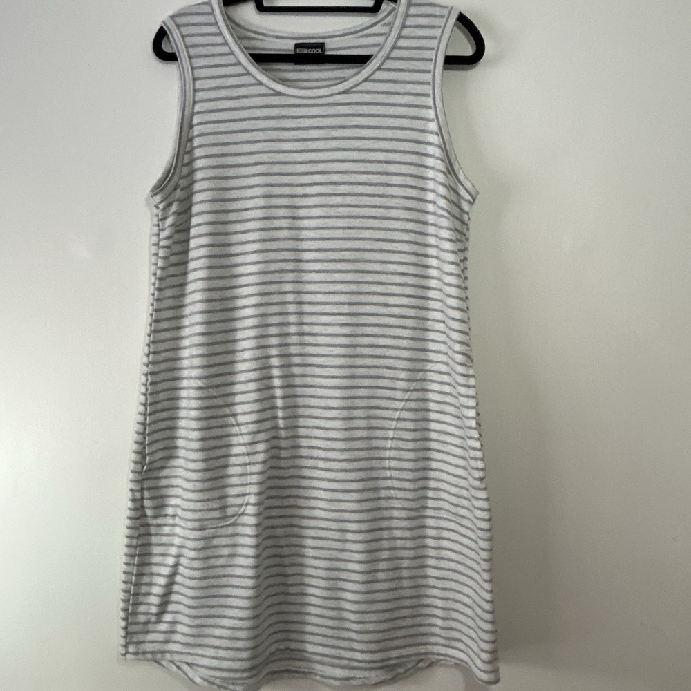 32‎ Degrees Cool Women's Stretch Medium Gray Striped Tank Shirt Dress